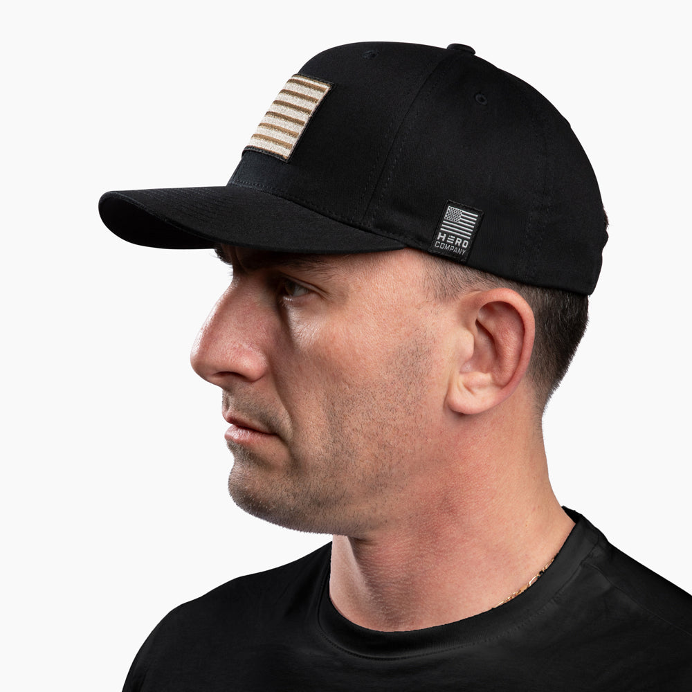 The Hero Company American Flag Hat - Black - Helps Pair Veterans With A Service Dog or Shelter Dog