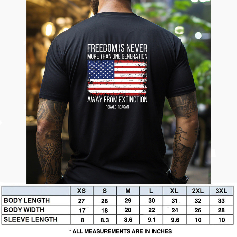 Hero Company Men's Freedom Is Never More Than One Generation From Extinction Black Tee - Helps Pair Veterans With A Service Dog or Shelter Dog