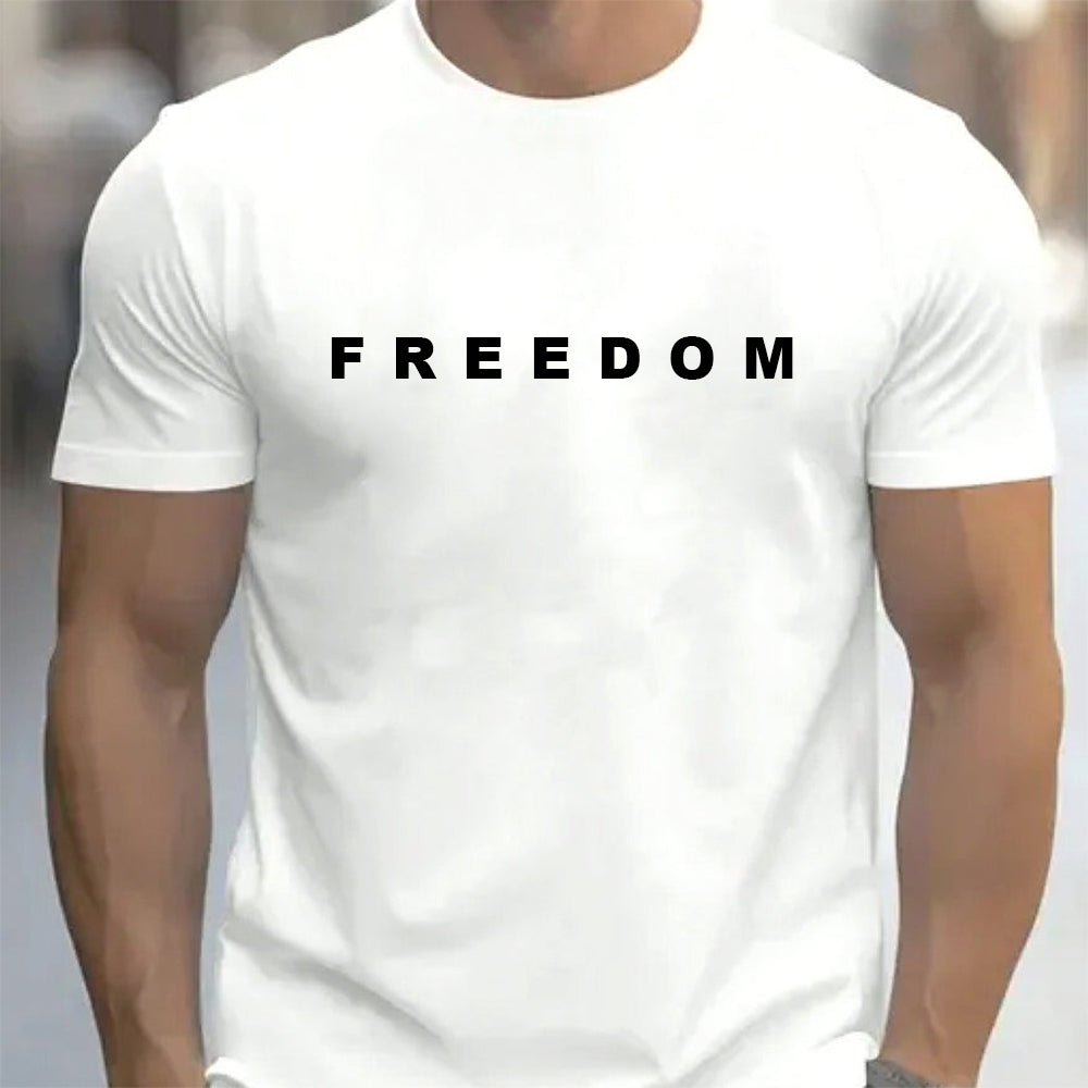 Hero Company Men's Basic Freedom White Tee - Helps Pair Veterans With A Service Dog or Shelter Dog