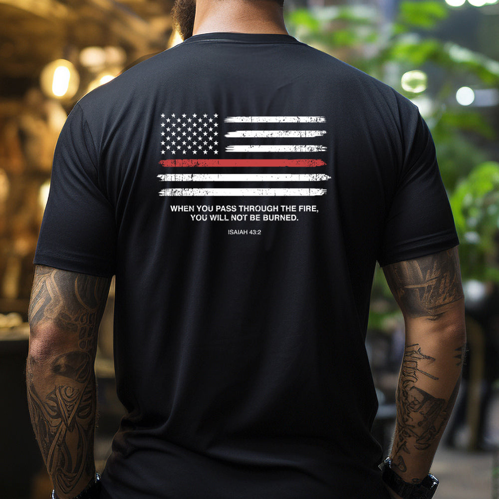 Hero Company Men's Through The Flames Black Tee - Helps Pair Veterans With A Service Dog or Shelter Dog