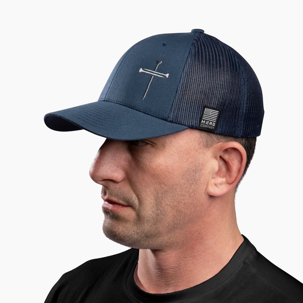 The Hero Company Cross of Nails Hat - Blue - Helps Pair Veterans With A Service Dog or Shelter Dog