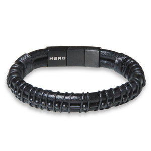 Limited Time Offer - Warrior Stacked Bracelet Set - Valhalla Warrior Leather and Sherman Tank Titanium Track Bracelet