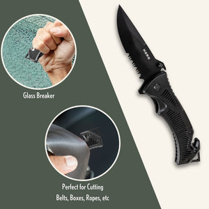 FREE The Hero Company- LifeSaver Emergency Multipurpose 3-in-1 Rescue Knife with Purchase of 00 Buck Magnetic Hematite Titanium Bracelet