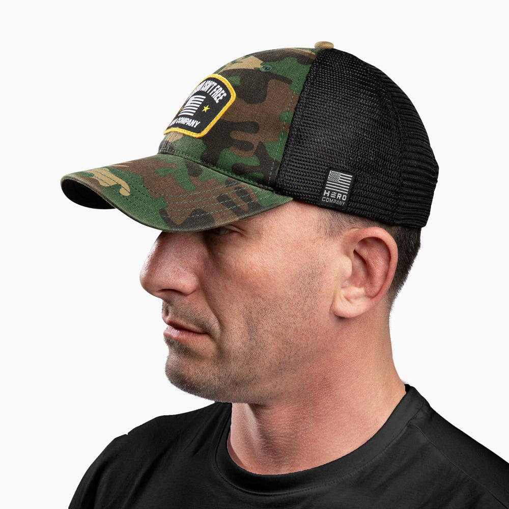 The Hero Company Freedom Isn’t Free Hat - Camo - Helps Pair Veterans With A Service Dog or Shelter Dog