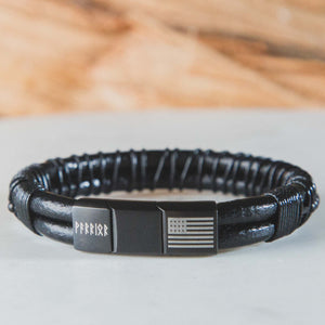 Valhalla Warrior Morse Code ‘Never Surrender’ Leather Bracelet --- Helps Pair Veterans With A Service Dog Or Shelter Dog