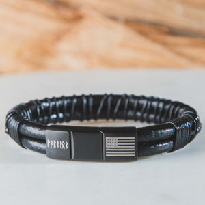Valhalla Warrior Morse Code ‘Never Surrender’ Leather Bracelet -- Helps Pair Veterans With A Service Dog Or Shelter Dog