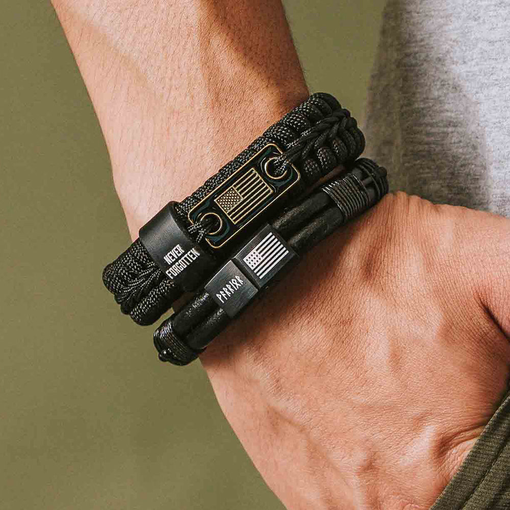 Black Paracord Bracelet For Men, Adjustable Gift For Him
