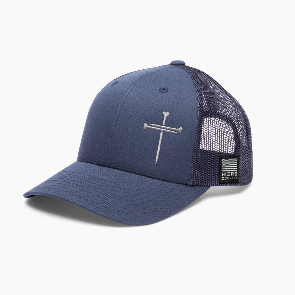 The Hero Company Cross of Nails Hat - Blue - Helps Pair Veterans With A Service Dog or Shelter Dog