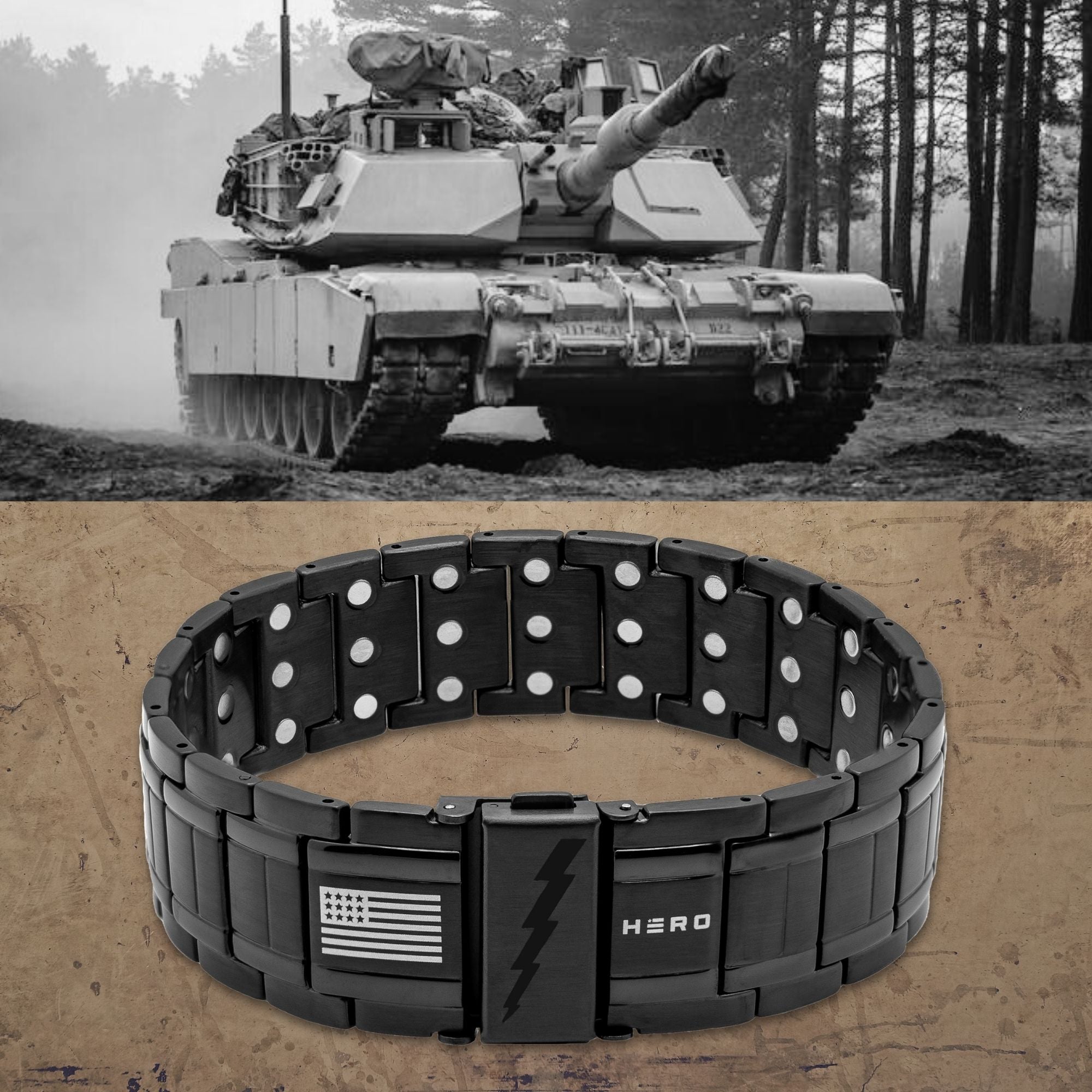 Sherman Tank Track Titanium Magnetic Bracelet : Helps Pair Veterans with A Service Dog or Shelter Dog