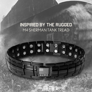 The ULTIMATE DIE HARD Collection: Sherman Tank Magnetic Bracelet Tank with Free Hero Company Logo Hat & Collectable Decal Pack: Helps Veterans