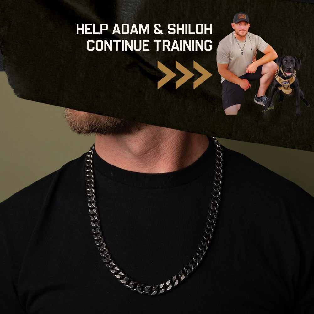Adam & Shiloh- Knights Templar Cuban Link Necklace: Helps Pair Veterans With A Service Dog Or Shelter Dog
