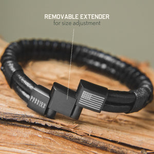 Valhalla Warrior Morse Code ‘Never Surrender’ Leather Bracelet -- Helps Pair Veterans With A Service Dog Or Shelter Dog