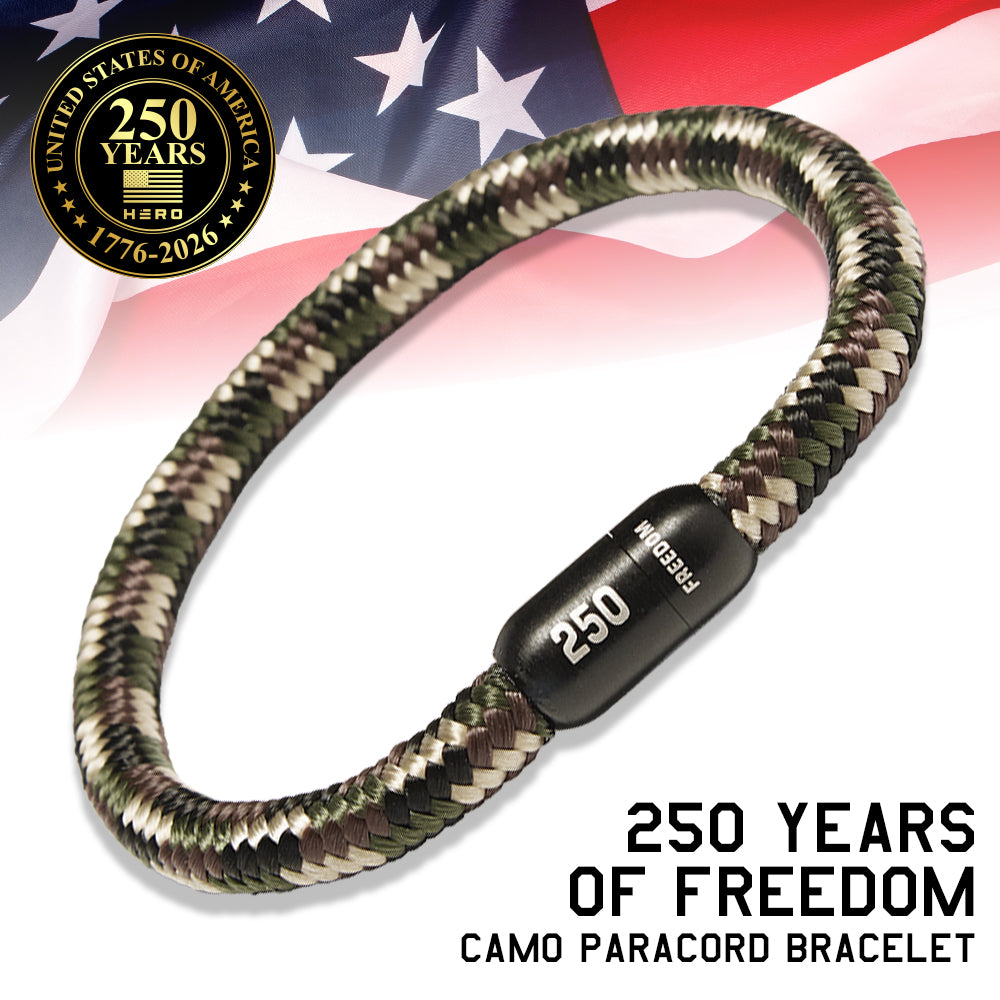 Special Military Appreciation Month Offer (Med, Lg, XL ONLY) -250 Years Of Freedom Camo Paracord Bracelet