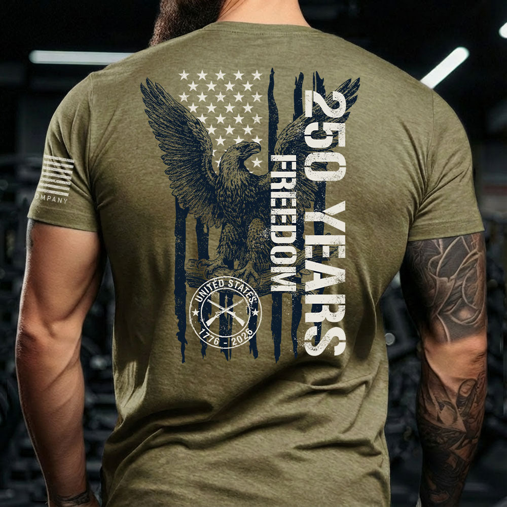 2 Tees for the Price of 1 – USA Flag 1776–2026 + American Eagle 250 Years of Freedom Tees