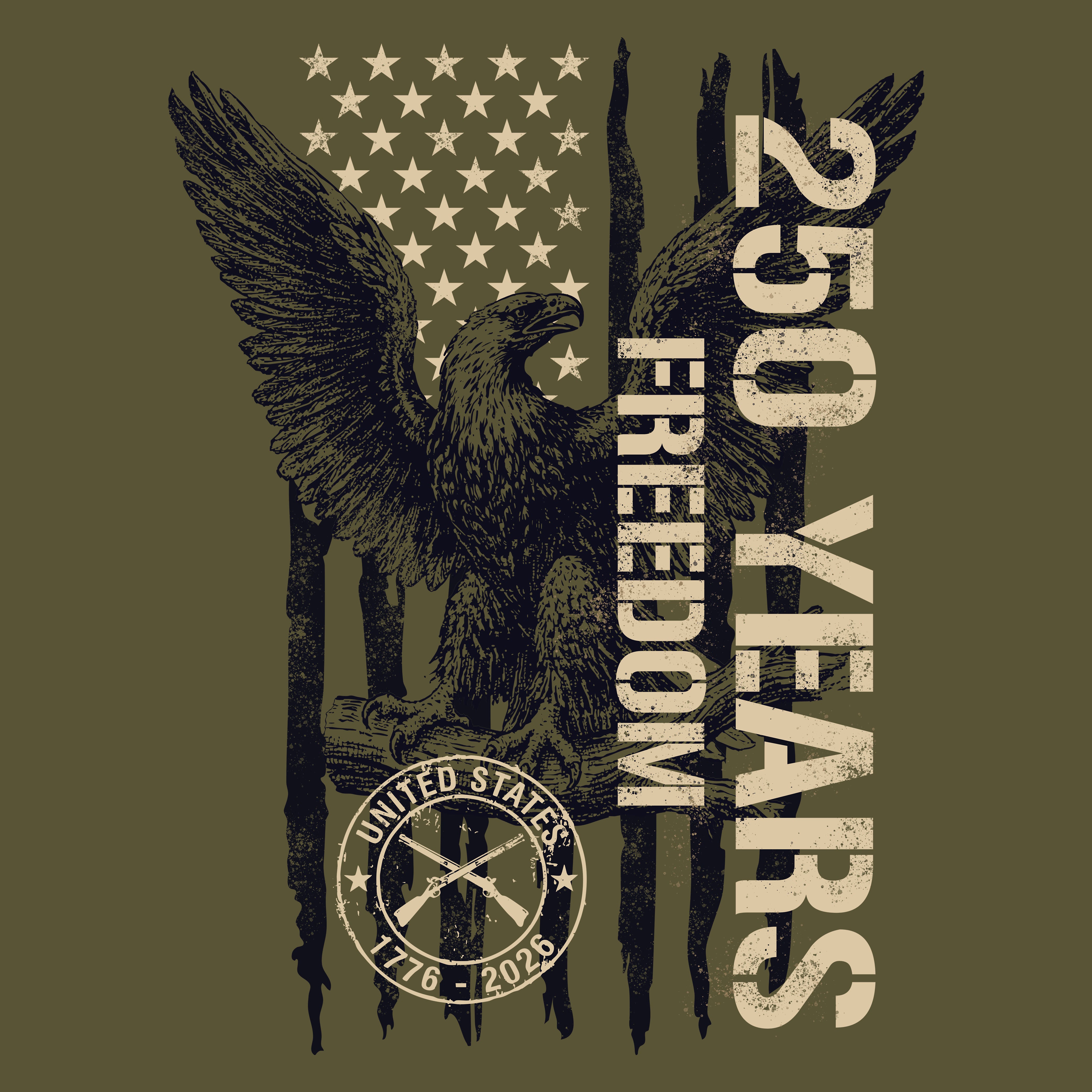 250 Years Of Freedom Military Green Tee