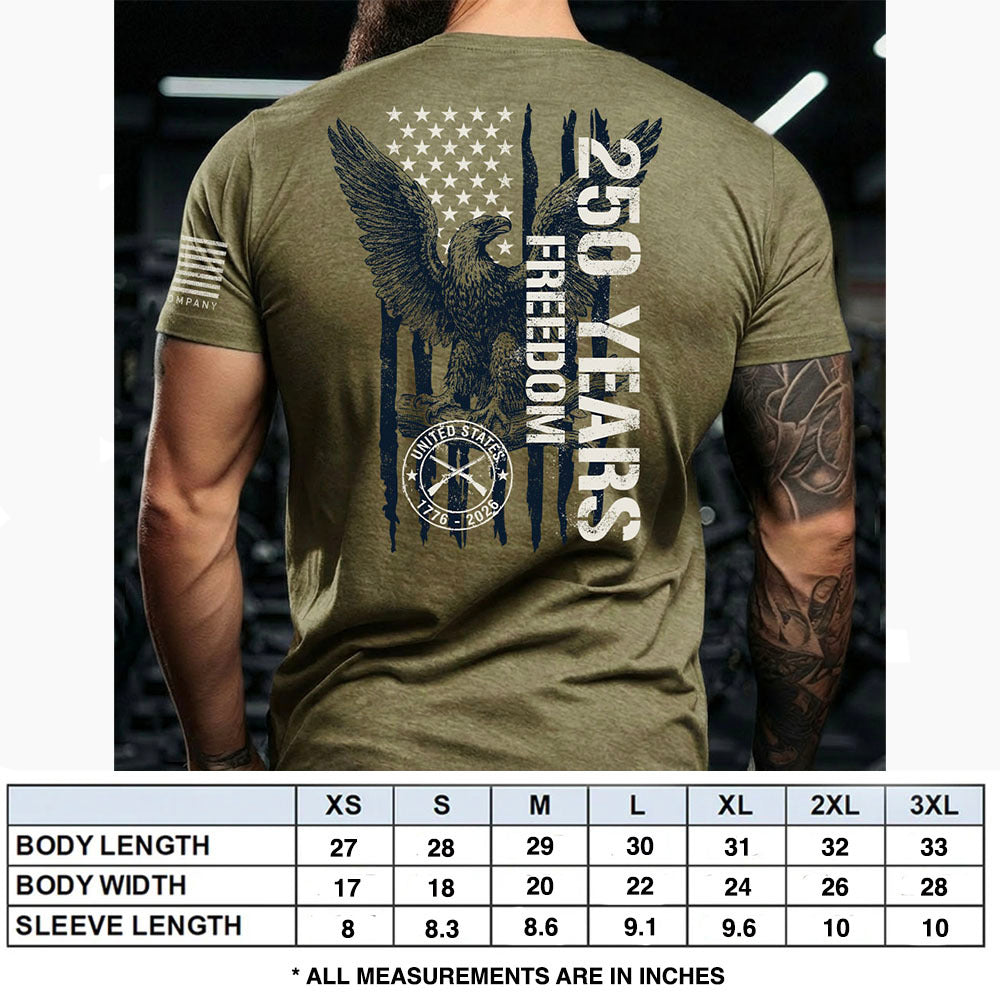 USA 250th Anniversary- 250 Years Of Freedom Military Green Tee