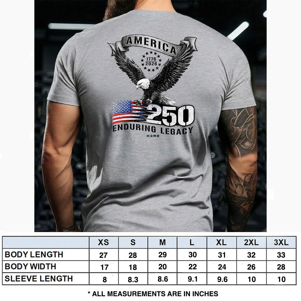 Hero Company Men's 250 Years Enduring Legacy Heather Grey Tee - Helps Pair Veterans With A Service Dog or Shelter Dog