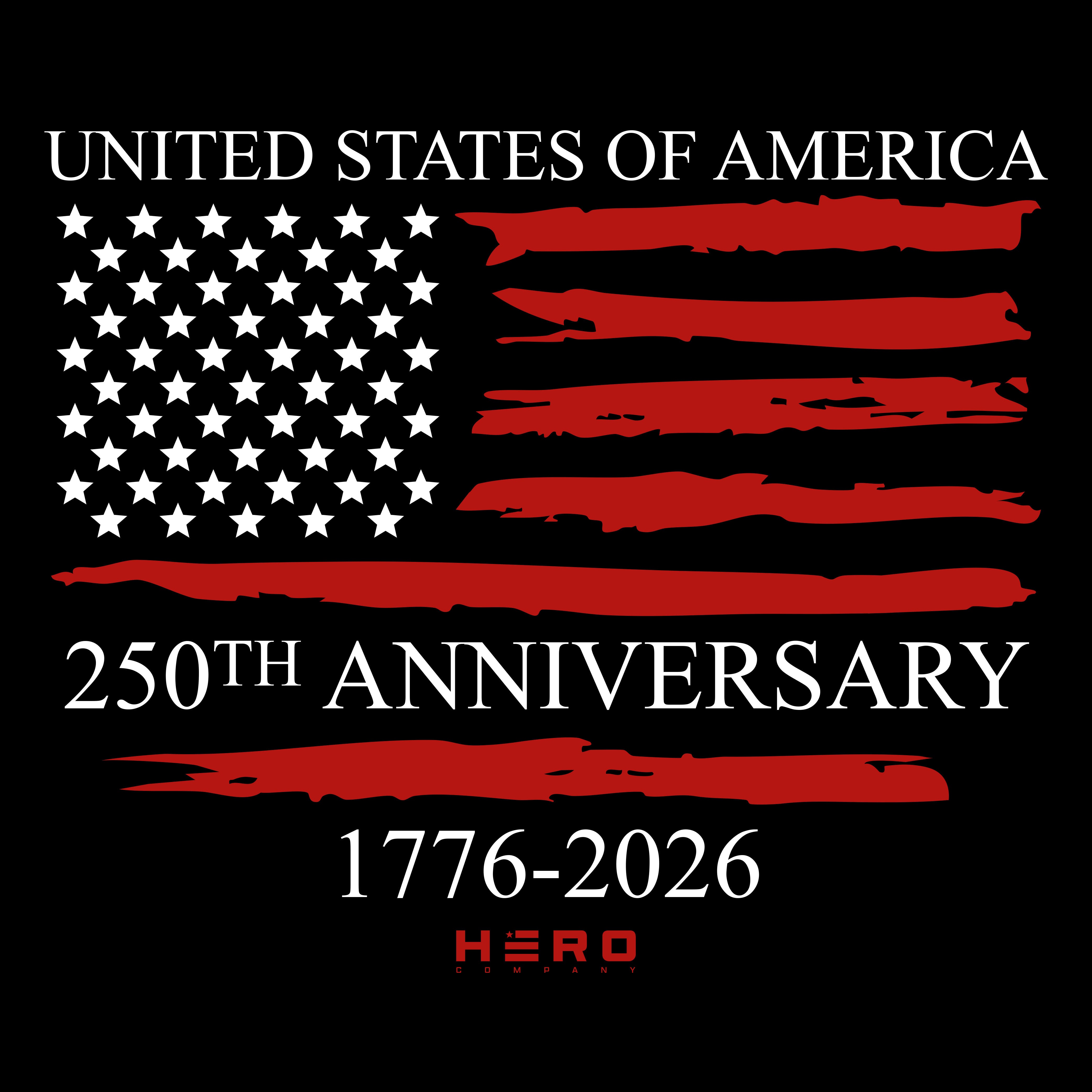 Hero Company Men's USA 250th Anniversary Black Tee - Helps Pair Veterans With A Service Dog or Shelter Dog
