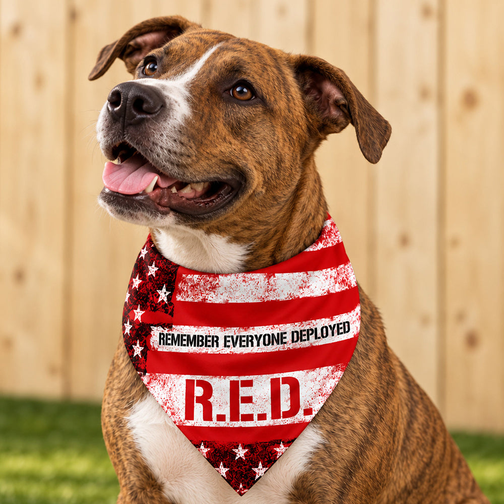 R.E.D. -  Remember Everyone Deployed Dog Bandana (S, M, L)