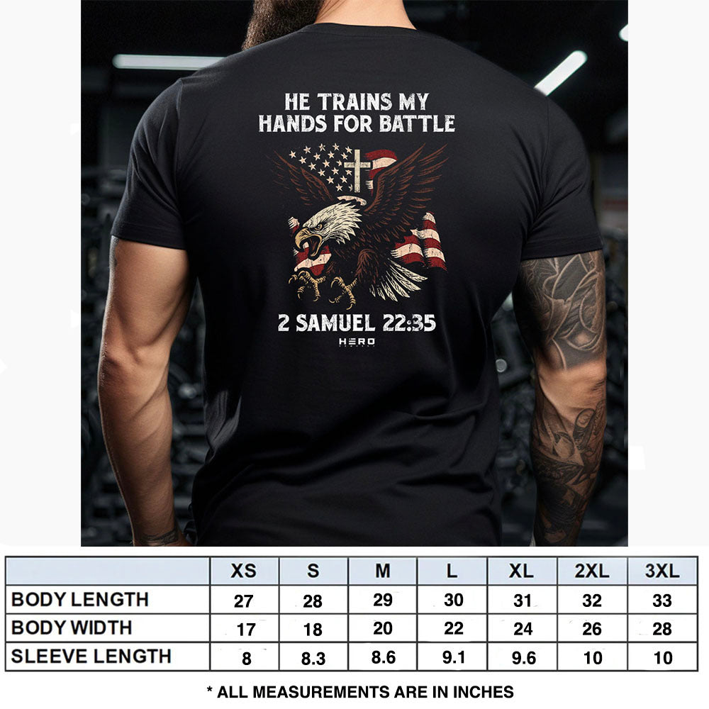 Hero Company Men's He Trains My Hands For Battle Black Tee - Helps Pair Veterans With A Service Dog or Shelter Dog
