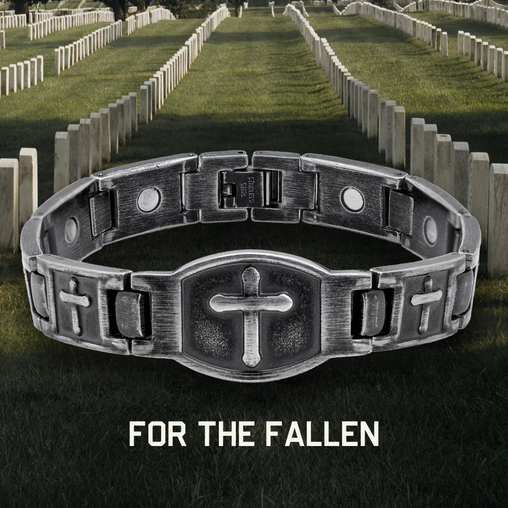 Limited Time Offer- For The Fallen Magnetic Bracelet & Conquer Death John 3:16 Bracelet Set:- Helps Pair Veterans With A Service Dog Or Shelter Dog