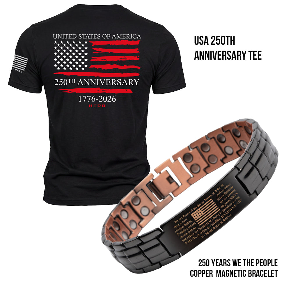 50% OFF - We The People Preamble Copper Magnetic Bracelet With Purchase of USA 250th Anniversary Black Tee