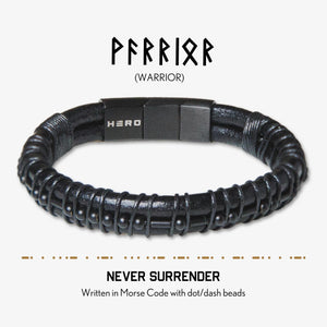 Special Offer! -Warrior 00 Buck Stacked Bracelet Set - Valhalla Warrior Leather and 00 Buck Magnetic Titanium Bracelets