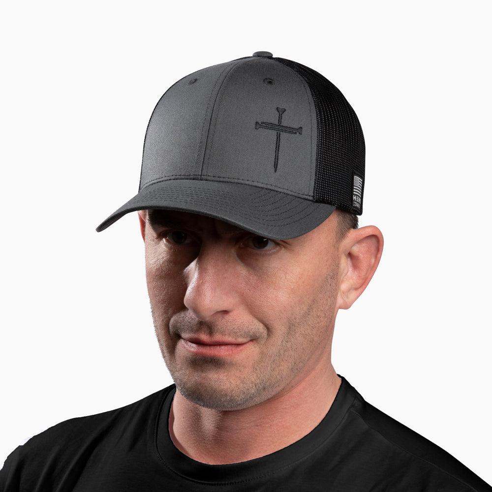 The Hero Company Cross of Nails Hat - Charcoal - Helps Pair Veterans With A Service Dog or Shelter Dog