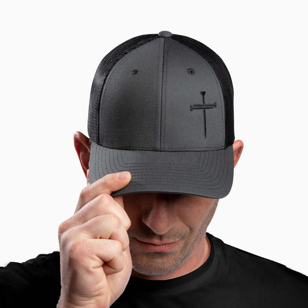 The Hero Company Cross of Nails Hat - Charcoal - Helps Pair Veterans With A Service Dog or Shelter Dog