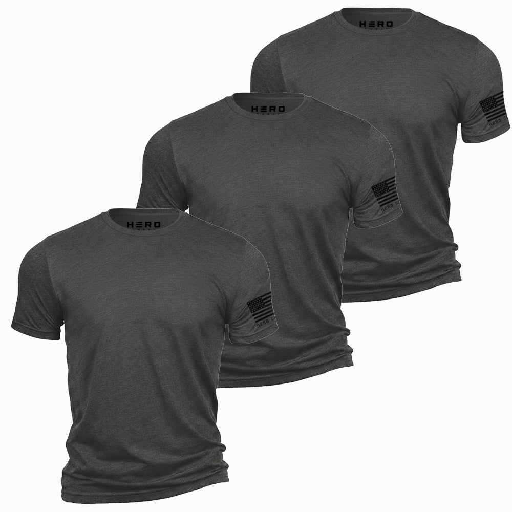Hero Core Basics Logo T-shirt 3 Pack (Metal Grey): Helps Pair Veterans With A Service Dog or Shelter Dog