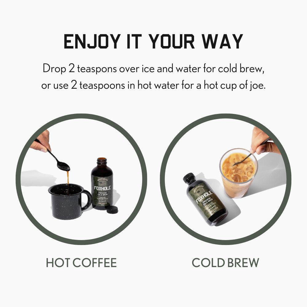 Foxhole Coffee Concentrate - Cold Brew Coffee, Perfect for Instant Iced Coffee, Cold Brewed Coffee and Hot Coffee