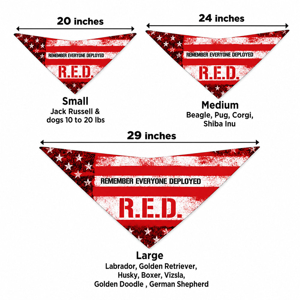 R.E.D. -  Remember Everyone Deployed Dog Bandana (S, M, L)