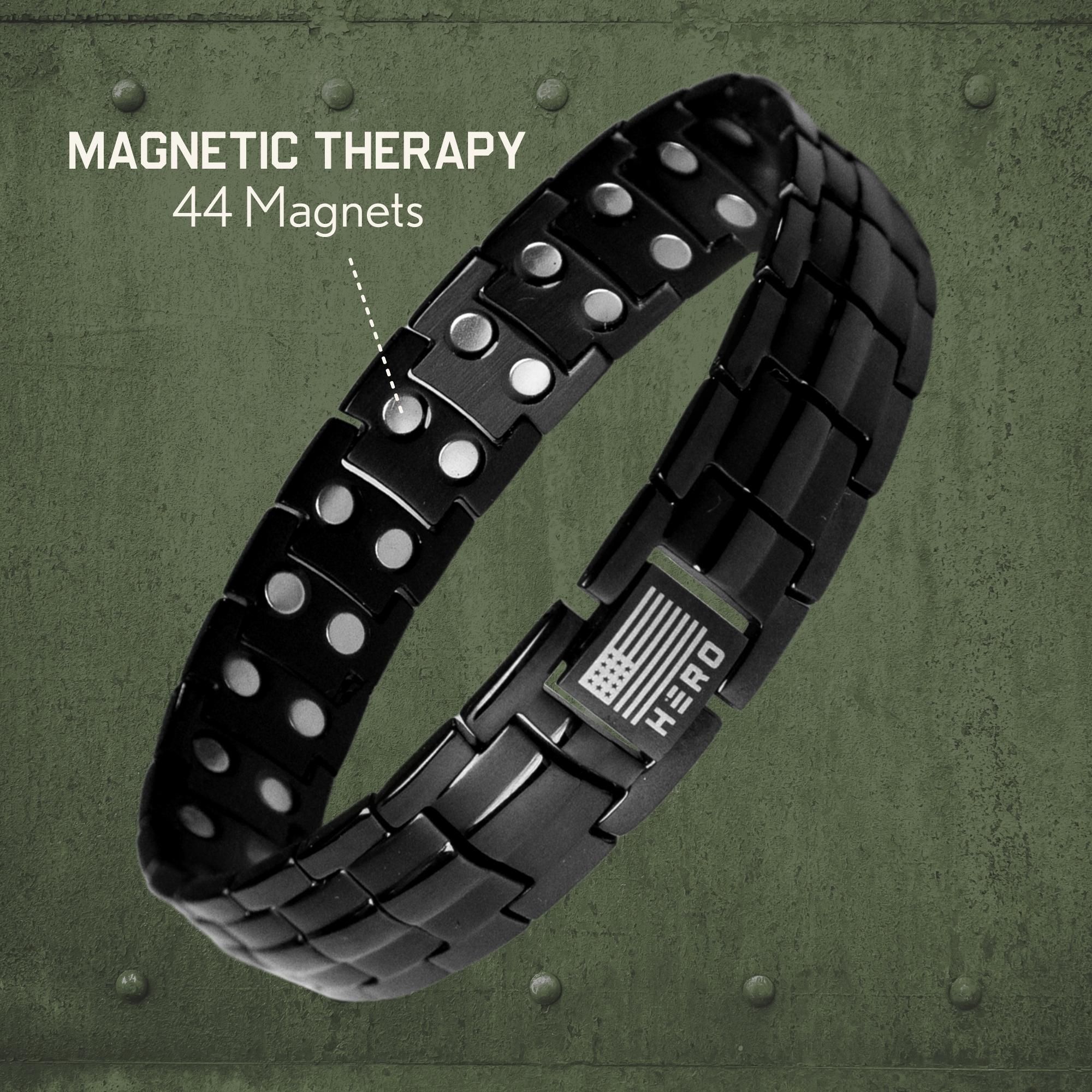 FREE Sherman Tank Track Titanium Magnetic Bracelet with Purchase of Hero Company American Flag Dogs & Freedom Black Tee