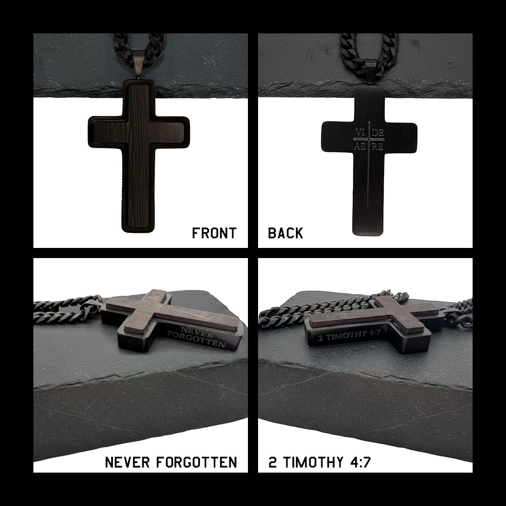 Never Forgotten Legacy Cross Necklace - Helps Pair Veterans With A Service Dog Or Shelter Dog