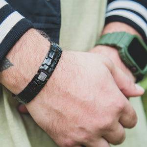 Sherman Tank Track Titanium Magnetic Bracelet-  Helps Pair Veterans With A Service Dog Or Shelter Dog