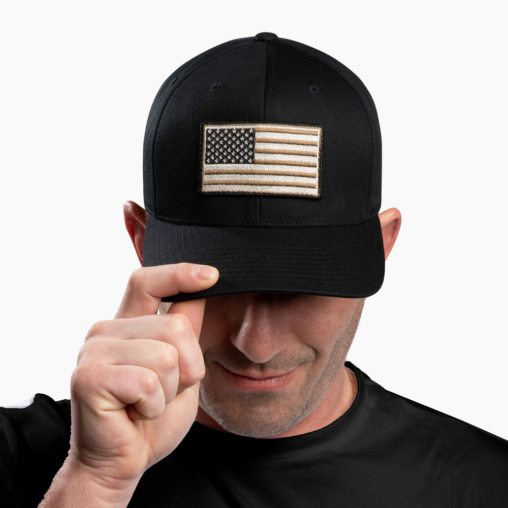 The Hero Company American Flag Hat - Black - Helps Pair Veterans With A Service Dog or Shelter Dog