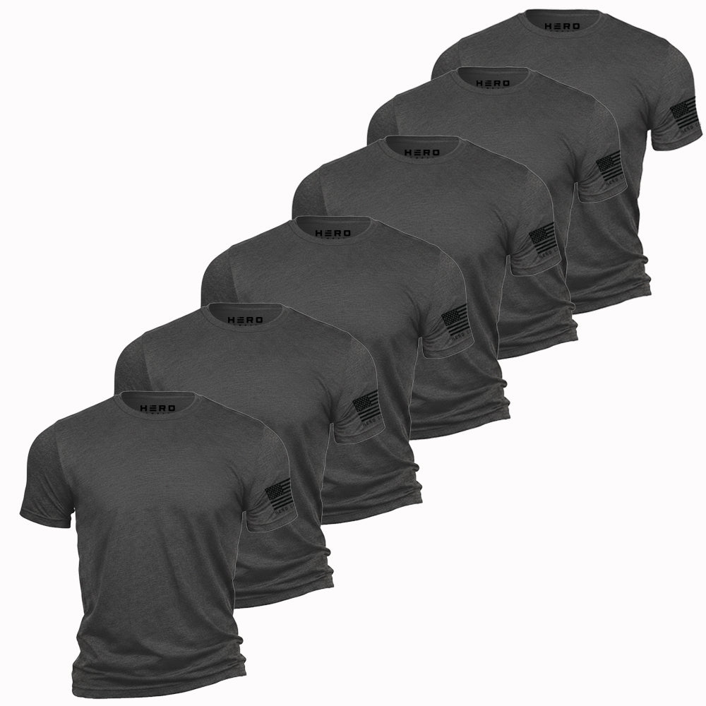 Hero Core Basics Logo T-shirt 6 Pack (Metal Grey): Helps Pair Veterans With A Service Dog or Shelter Dog