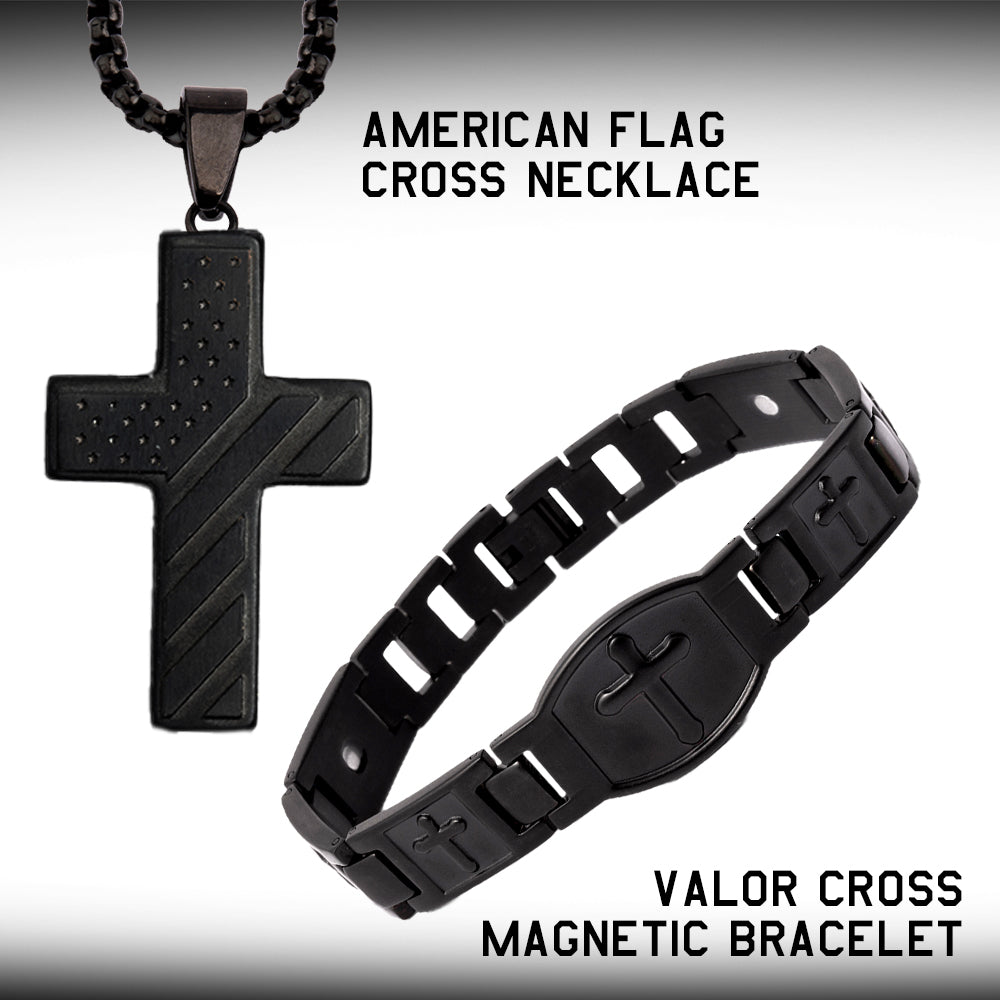 50% OFF - Valor Cross Magnetic Bracelet With Purchase of In God We Trust - American Flag Cross Necklace