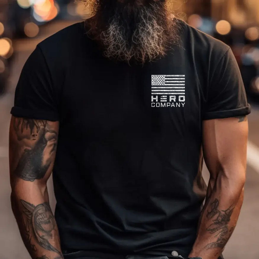 Hero Company Men's 9/11 Never Forget Tee - Helps Pair Veterans With A Service Dog or Shelter Dog