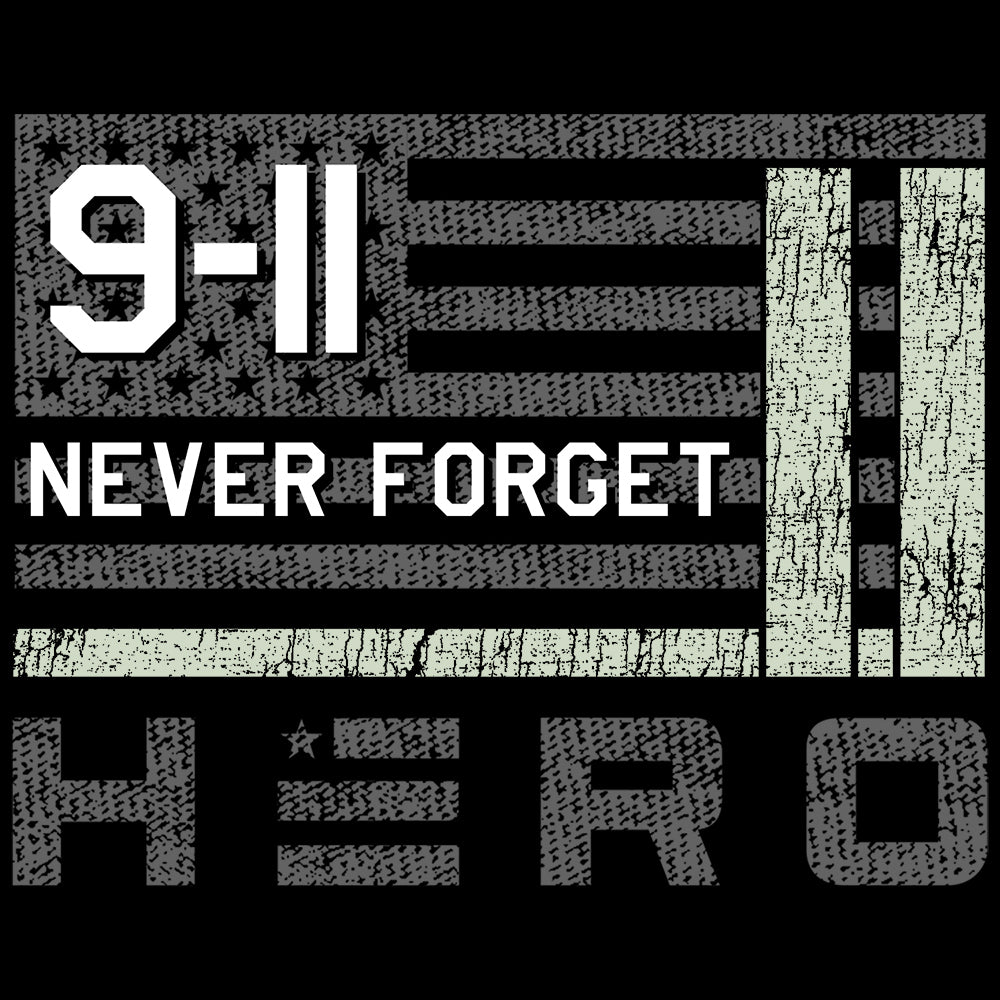 9-11 25 Years Never Forget Never Surrender Black Tee