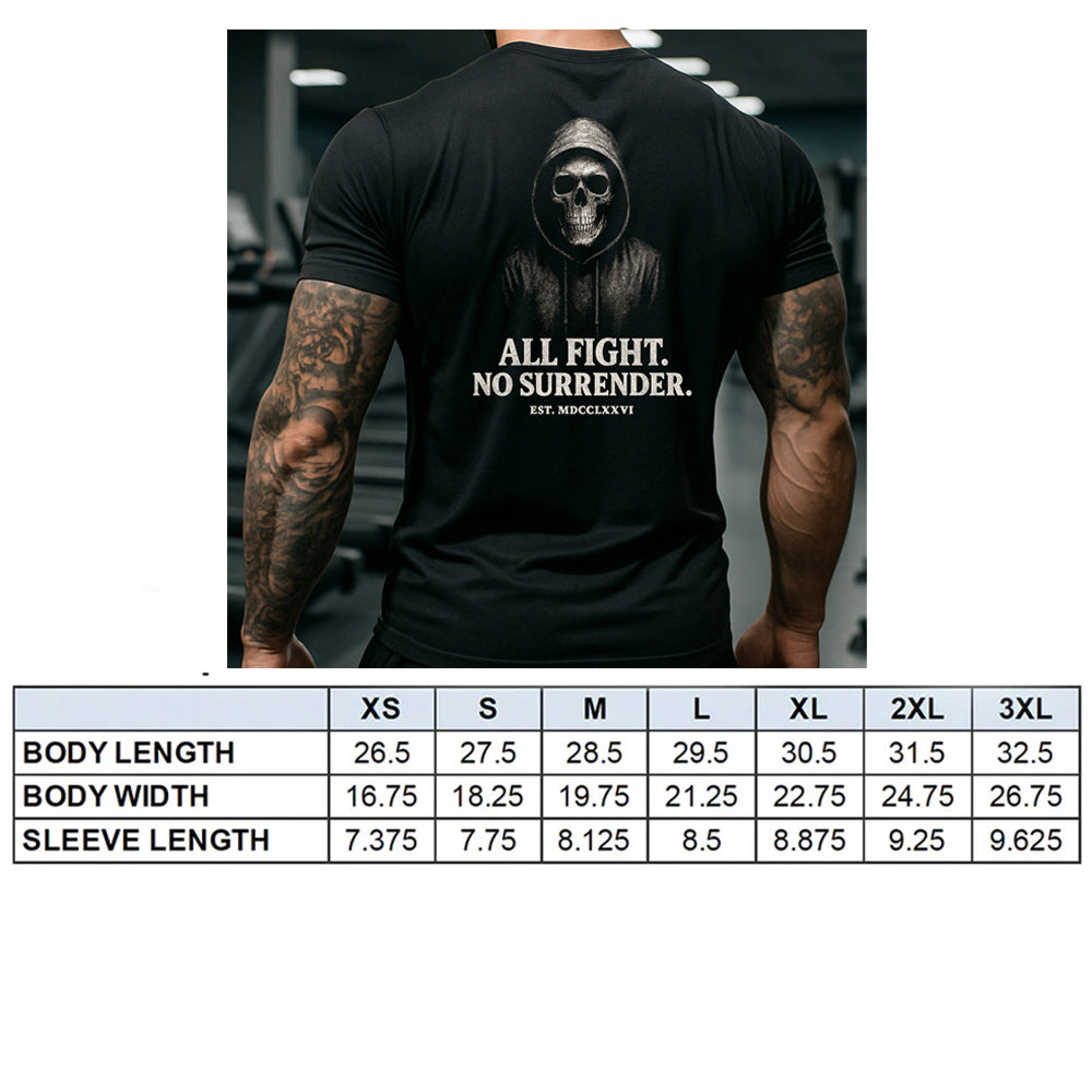 Hero Company Men's All Fight No Surrender Skull Black Tee - Helps Pair Veterans With A Service Dog or Shelter Dog