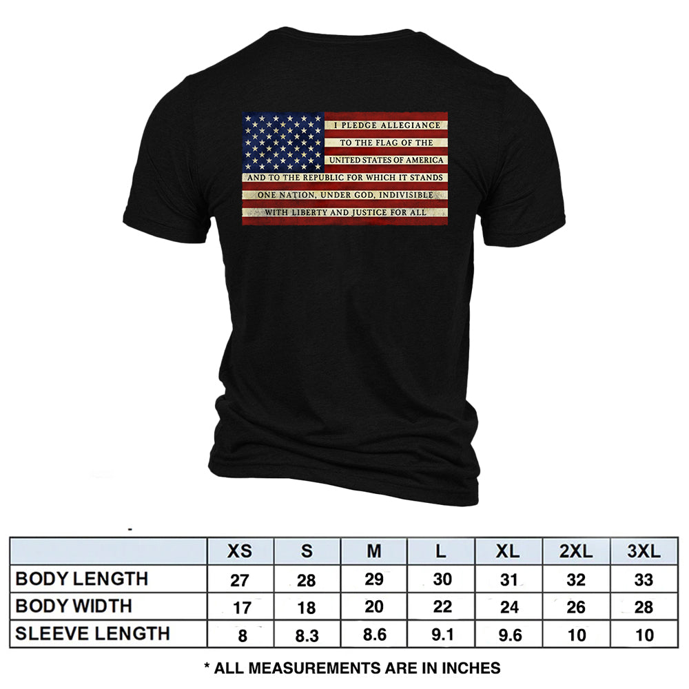 Hero Company Men's Pledge Of Allegiance Black Tee - Helps Pair Veterans With A Service Dog or Shelter Dog