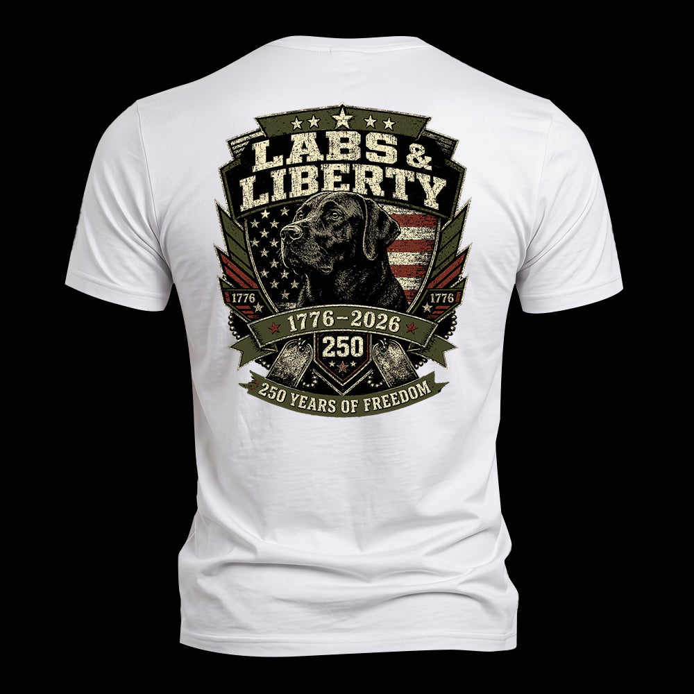 Labs &amp; Liberty Black Lab White Tee