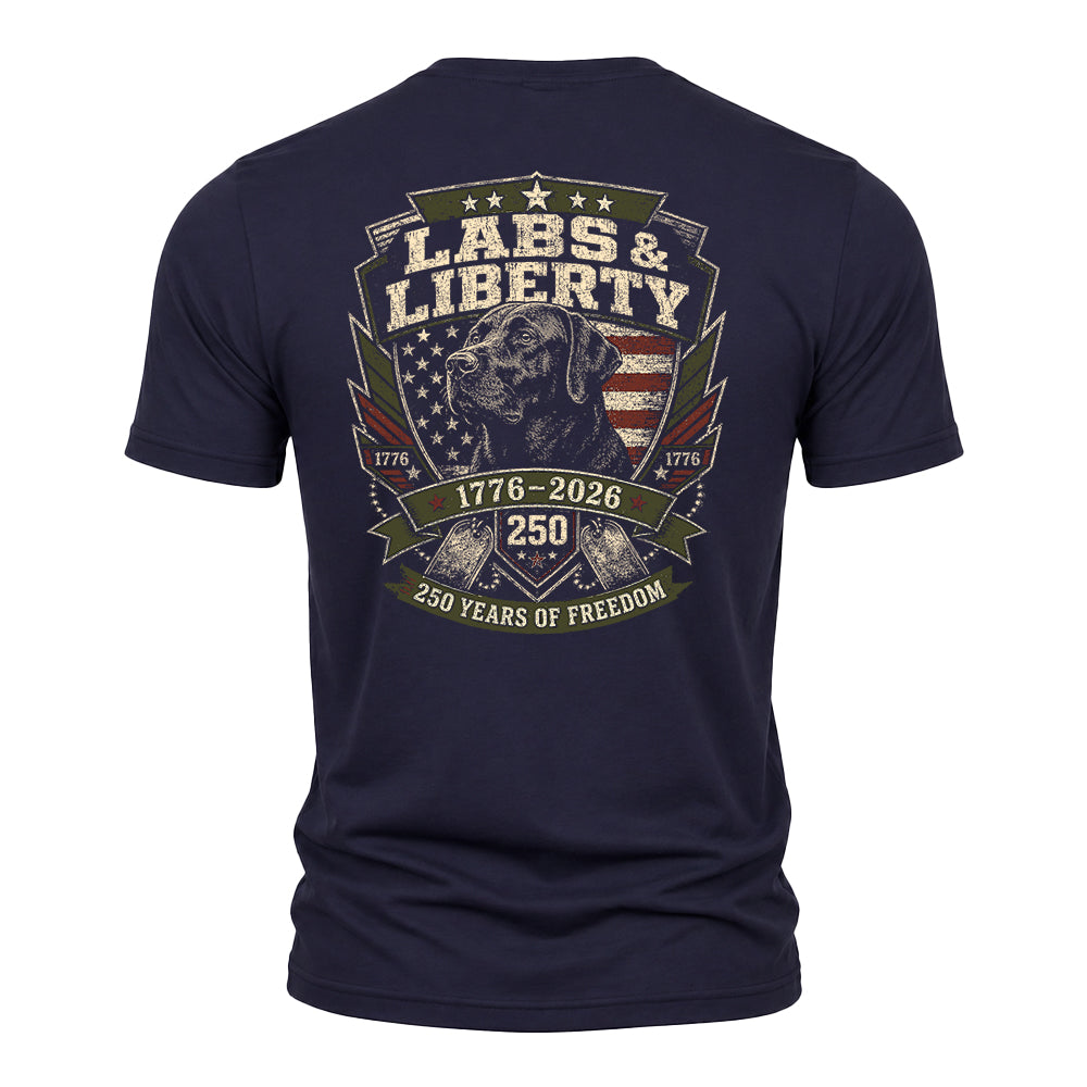 Labs &amp; Liberty Black Lab Navy Tee