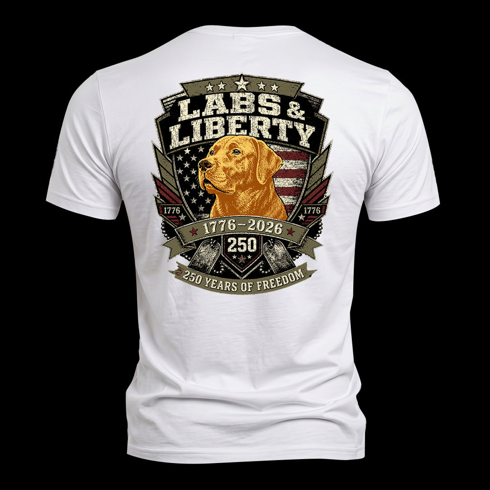 Labs & Liberty Yellow Lab White Tee