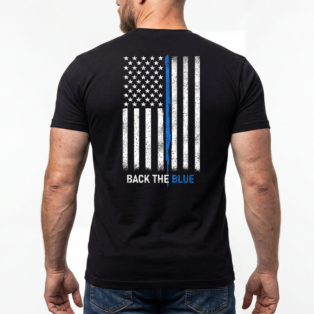 Back The Blue Black Tee - Funds Service Dogs for Law Enforcement Officers Battling PTSD