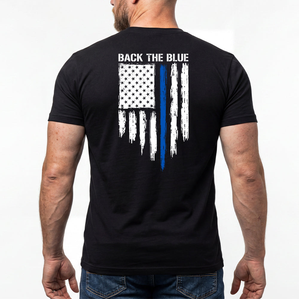 Back The Blue Flag Black Tee