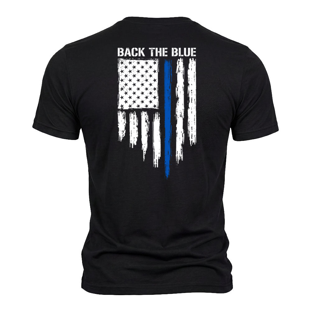 Back The Blue Flag Black Tee