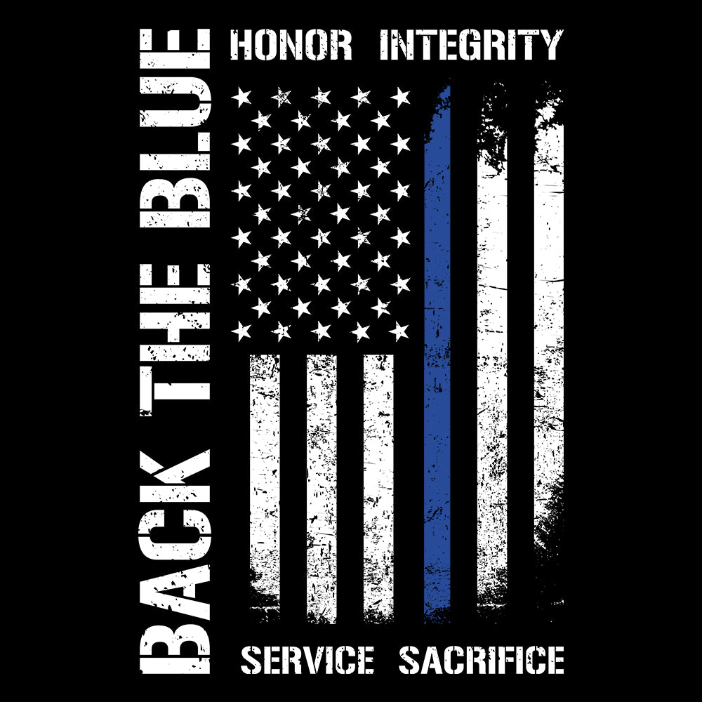 Back The Blue - Honor Integrity Service Sacrifice Black Tee