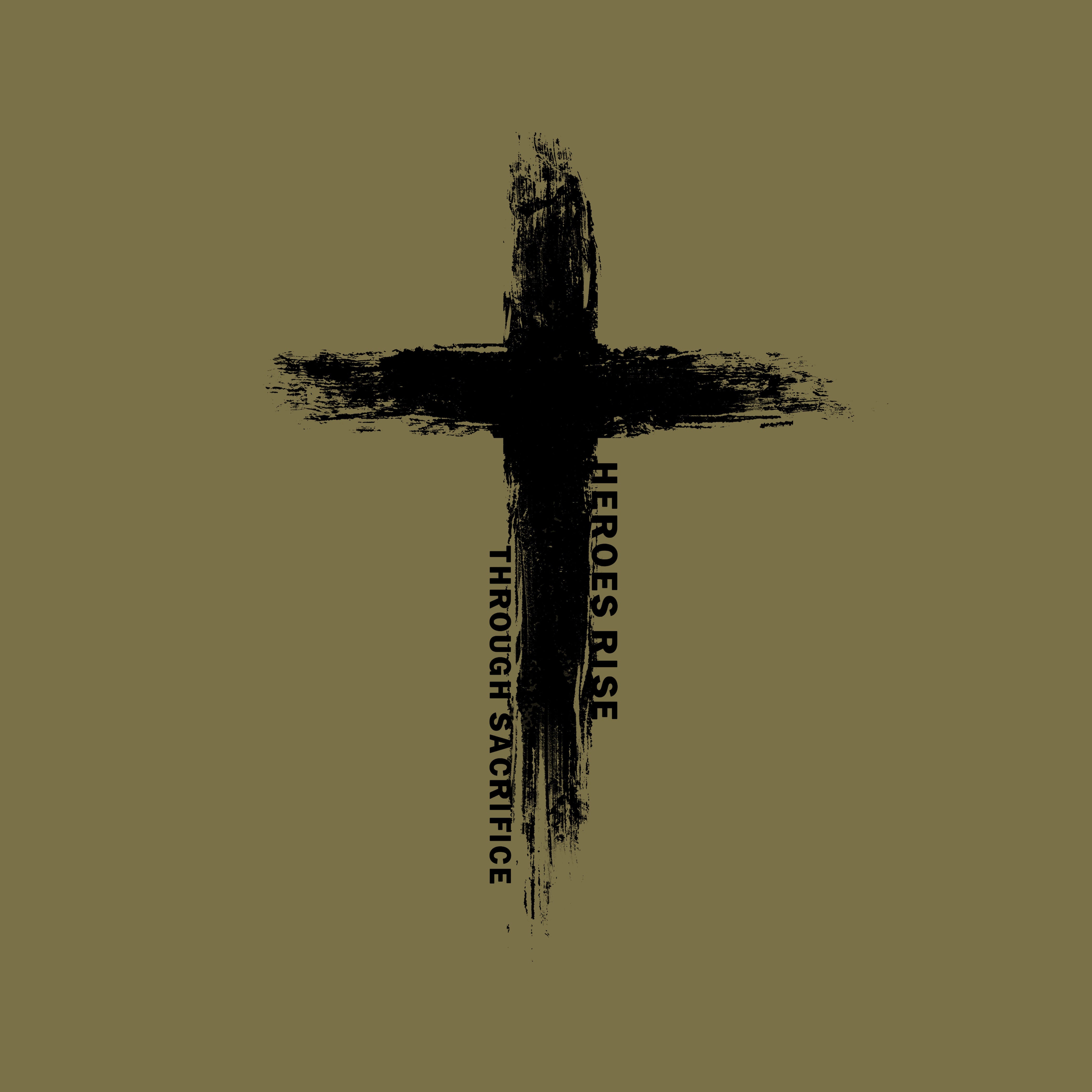 Hero Company Men's Heroes Rise Through Sacrifice Military Green Tee - Helps Pair Veterans With A Service Dog or Shelter Dog